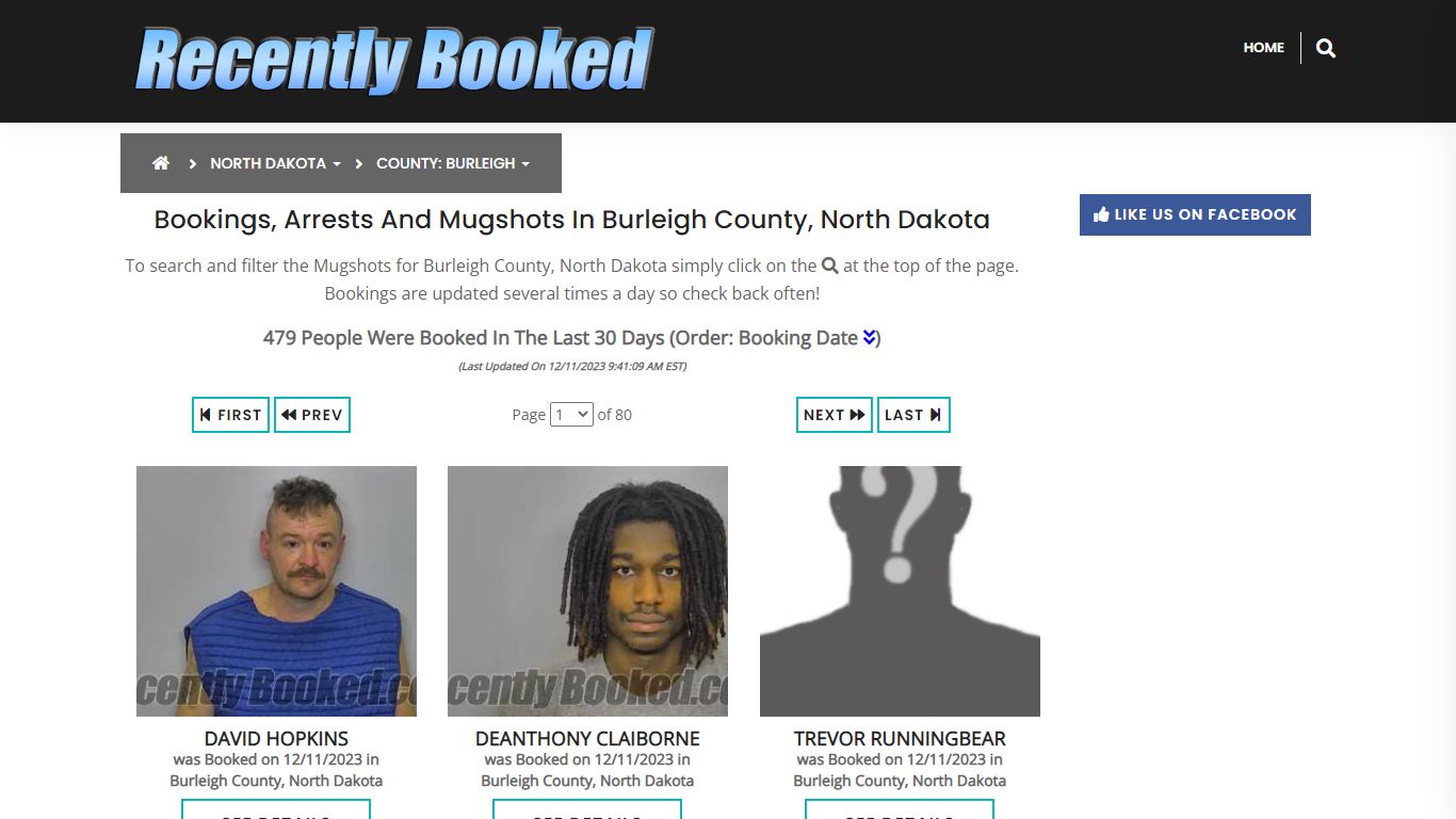 Bookings, Arrests and Mugshots in Burleigh County, North Dakota